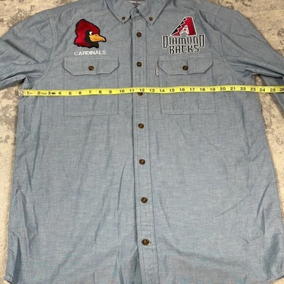 Carhartt Chambray Button Front Long Sleeve Shirt Arizona Diamondbacks Cardinals - Picture 7 of 12